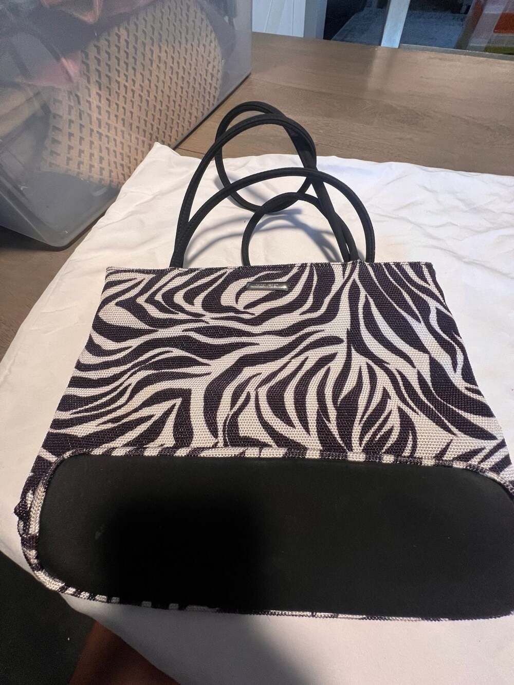 Nine West Zebra Print Fabric Tote Shoulder Bag